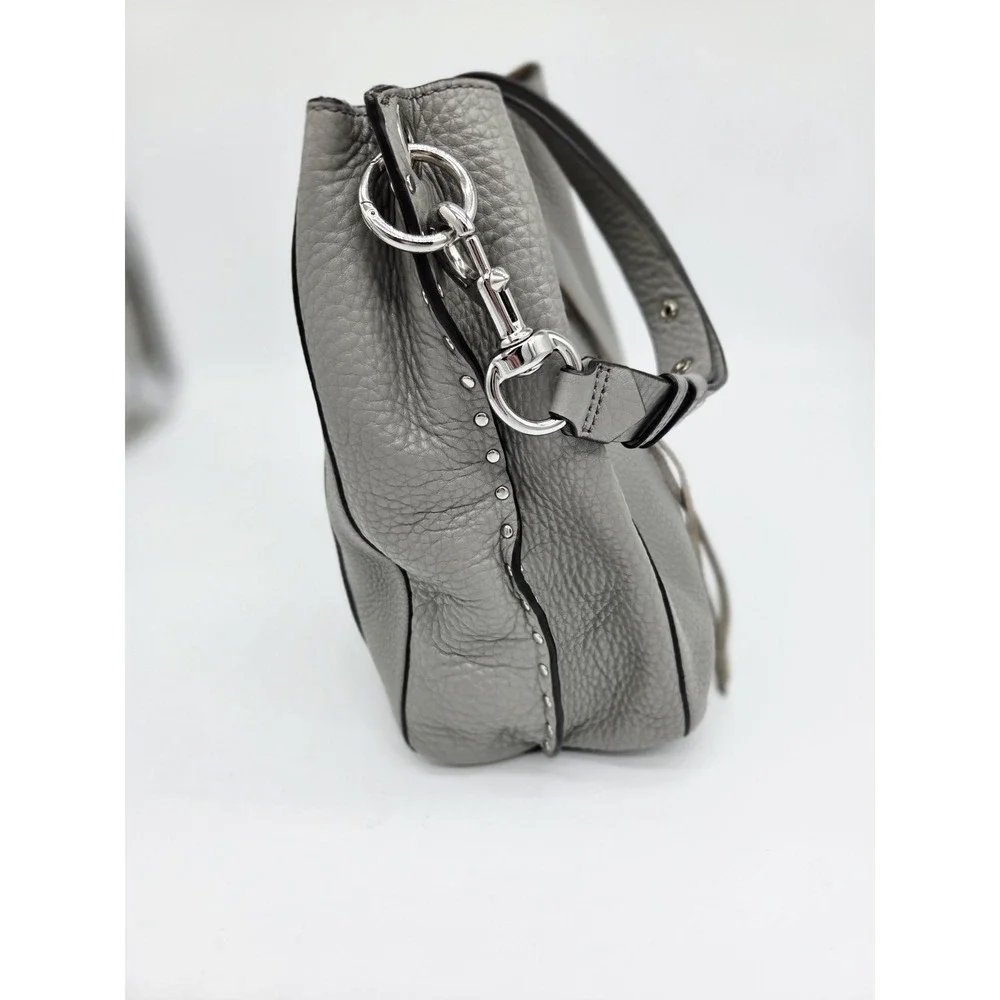 Rebecca Minkoff Bag Grey Leather‎ Silver Bucket Shoulder Pebbled Slouchy Soft